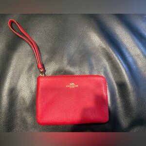 Coach Scarlet Leather Wristlet!